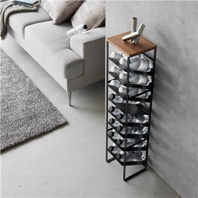 Tower 8 Katlı Ahşap Üst Şişe Rafı Siyah Renk 88,5 cm