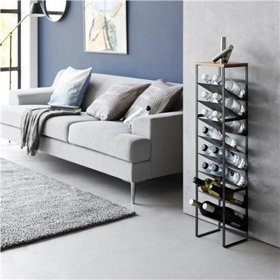 Tower 8 Katlı Ahşap Üst Şişe Rafı Siyah Renk 88,5 cm