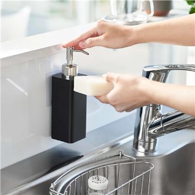 Tower Duvara Monte/Yapışkanlı Kancalı Basmalı Siyah Sıvı Sabunluk 450 ml