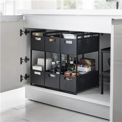 Tower Standlı Saklama Sepetleri Siyah Renk 16x32,5x46 cm