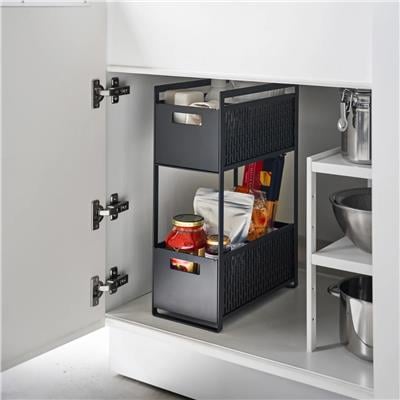 Tower Standlı Saklama Sepetleri Siyah Renk 16x32,5x46 cm