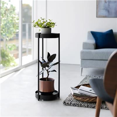 Tower Tekerlekli 2 Katlı Bitki Standı Siyah Y: 70 cm