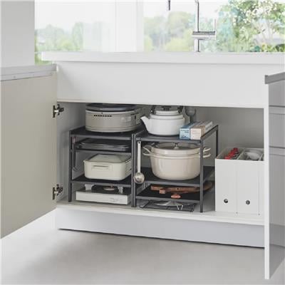 Tower Üç Katlı Dolap Depolama Rafı (14 Y) - Çelik Siyah