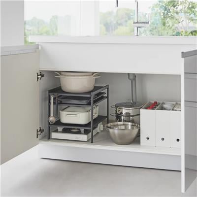 Tower Üç Katlı Dolap Depolama Rafı (14 Y) - Çelik Siyah