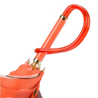 Çiçek Desenli Turuncu Asetat Saplı, Çift Katlı Kumaş Şemsiye 93 cm