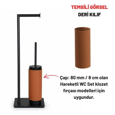 Tuvalet Fırçalığı Deri Kılıfı Siyah Ø 8 cm