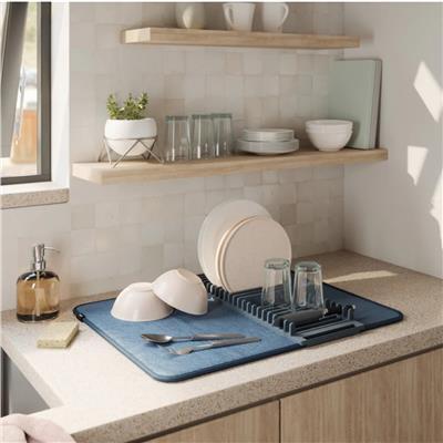 Udry Bulaşık Kurutma Rafı Ve Matı Gri Mavi