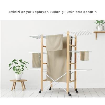 Ursus Katlanabilir Ahşap Çamaşır Kurutmalık Doğal Renk