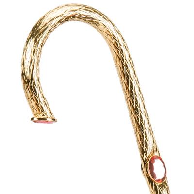 Yeşil ve Pembe Güller Desenli İşlemeli Pirinç Saplı Çift Katlı Şemsiye 93 cm