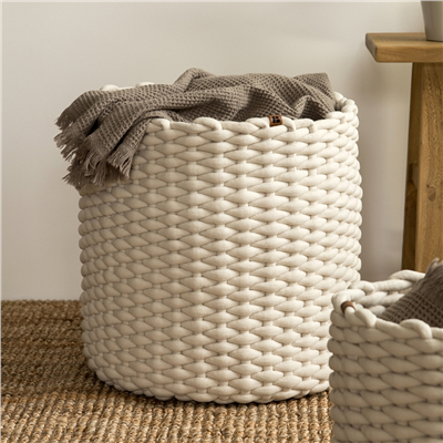 Yuvarlak Sepet XL Büyük Boy Kırık Beyaz Ø40xY40 cm