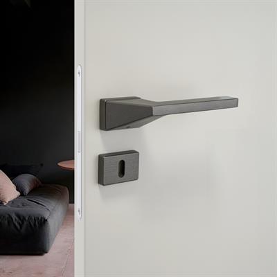 Zyra Rozetli Kapı Kolu Kalaylı Siyah Saten Renk