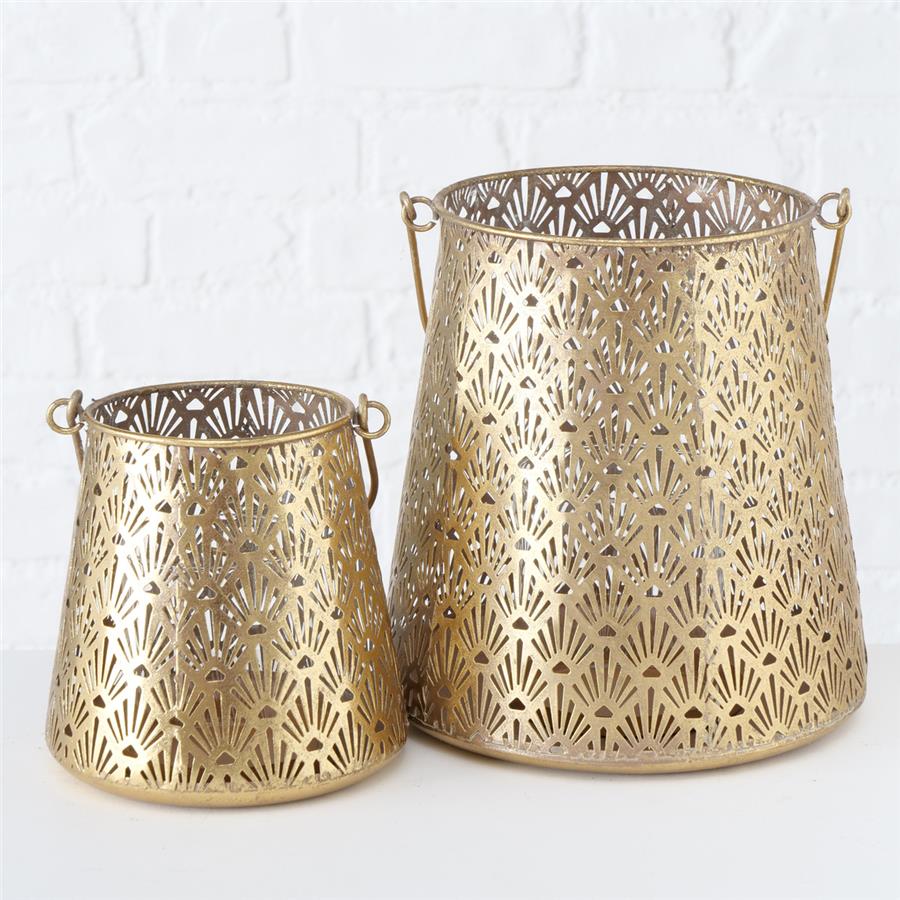 2'Li Antika Gold Rüzgar Lamba 15Cm-22Cm Seti