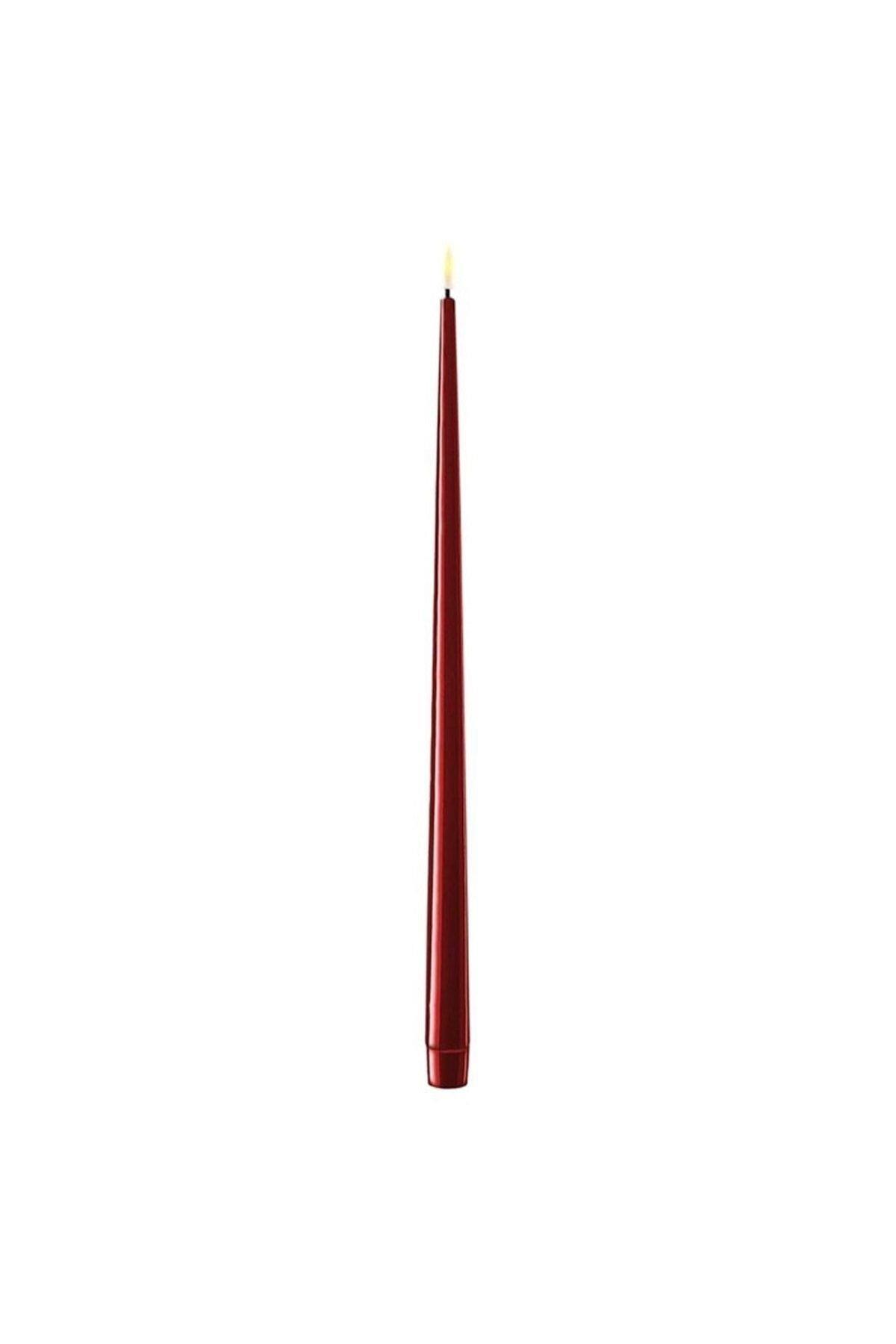 2'Lİ BORDO RENGİ LED MUM 38 cm - DE RF-K-0010