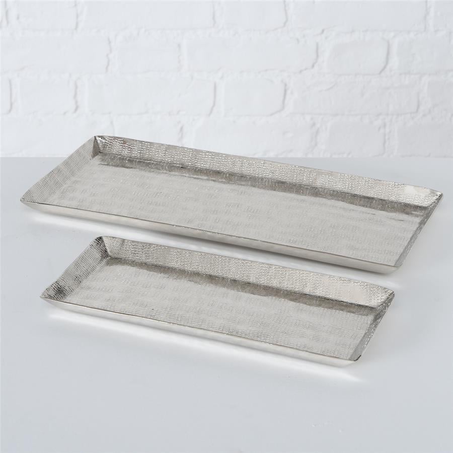 2'Li Gümüş Dekoratif Tepsi 13Cm-17Cm Seti