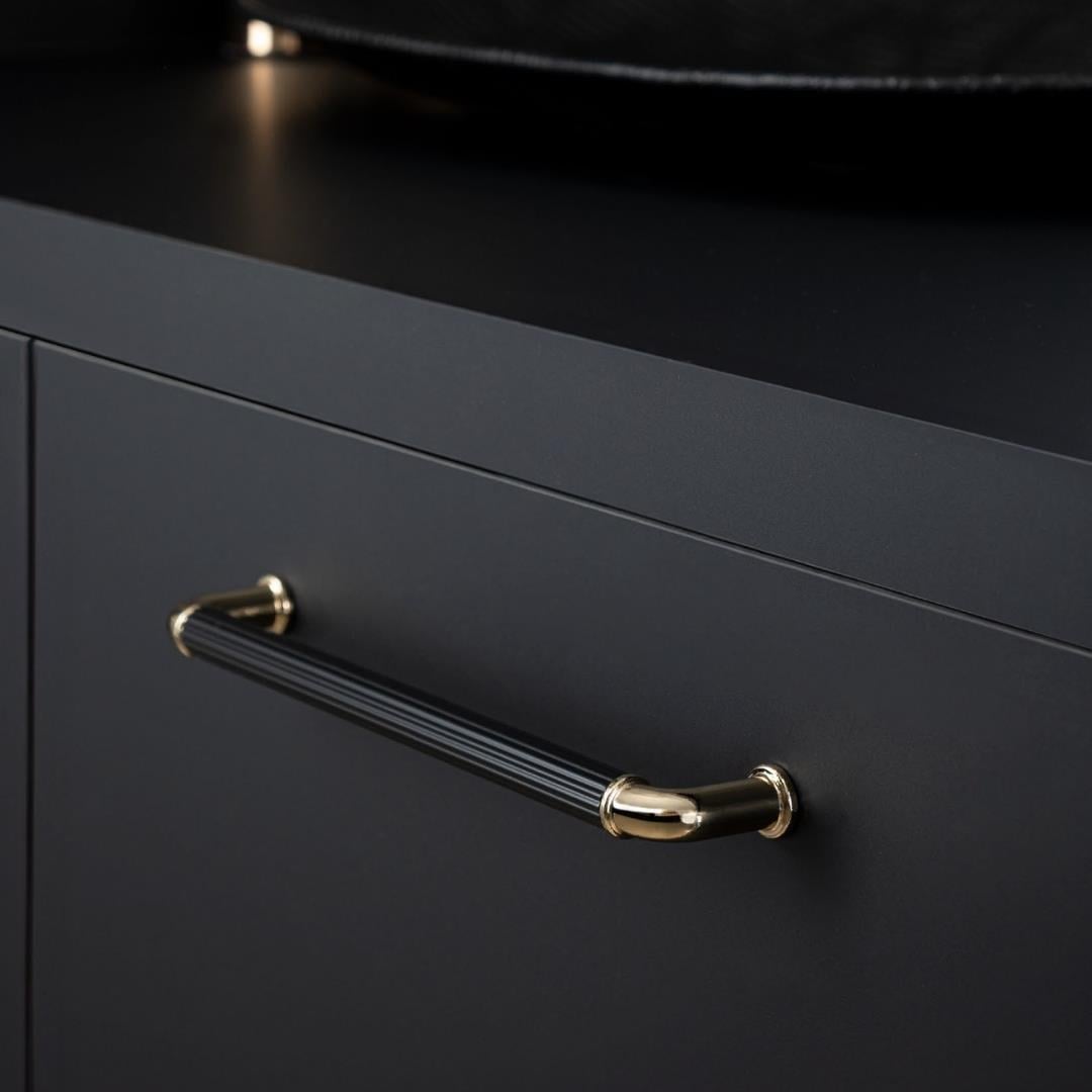 4682 Çizgili Modern Kulp Gold/Siyah Renk 