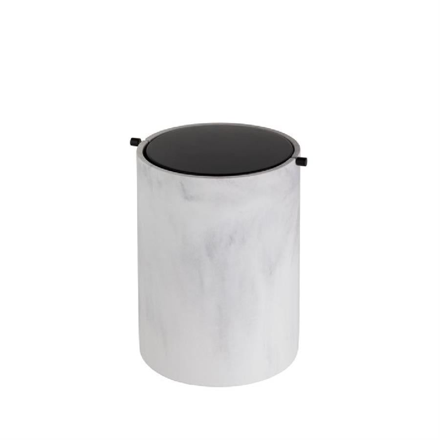 Banyo Çöp Kovası 4 L Mermer Deseneli/Siyah Renk 252X185X185 Mm