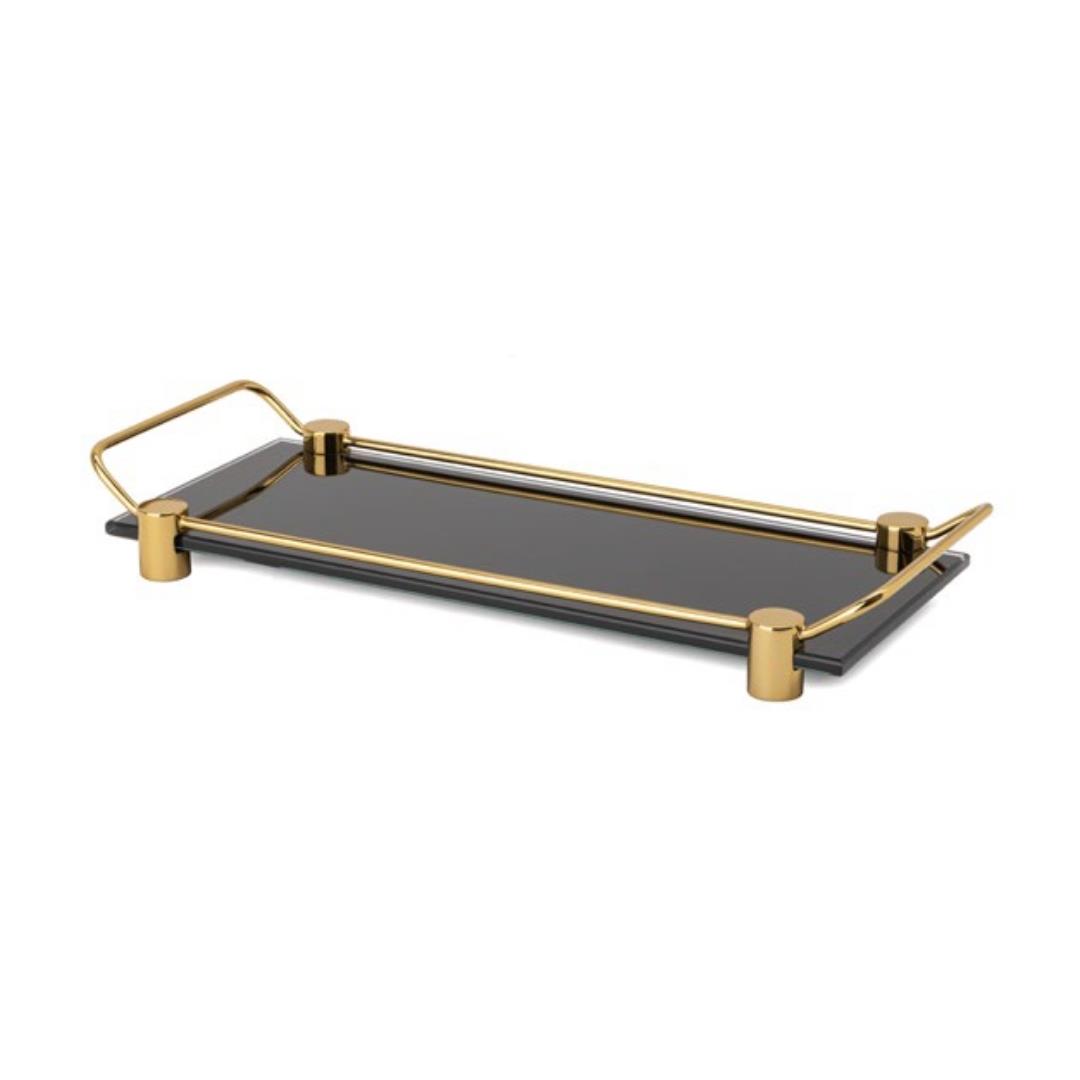 Banyo Tepsisi Cam Siyah/Gold Renk 36x125x312 mm