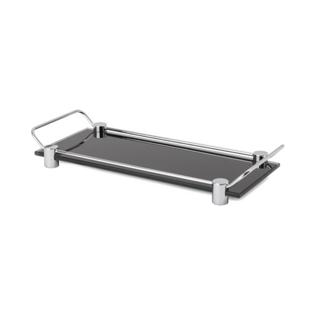 Banyo Tepsisi Cam Siyah/Krom Renk 36x125x312 mm