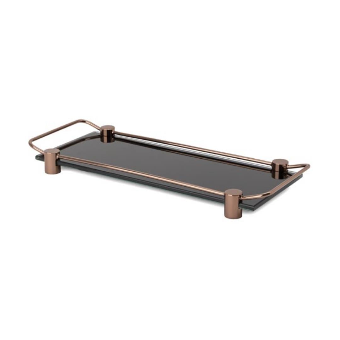 Banyo Tepsisi Cam Siyah/Rose Renk 36x125x312 mm