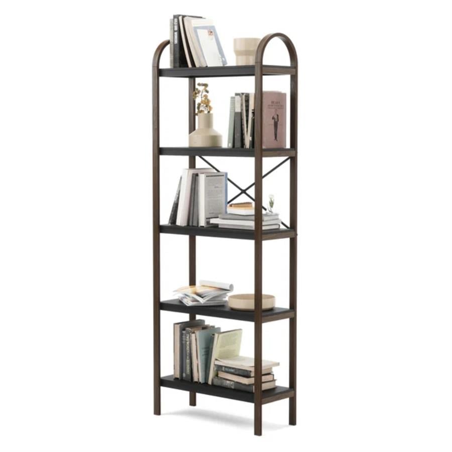 Bellwood 5 Katlı Raf Elbise Askılığı Siyah/Ceviz Renk 170x61 cm