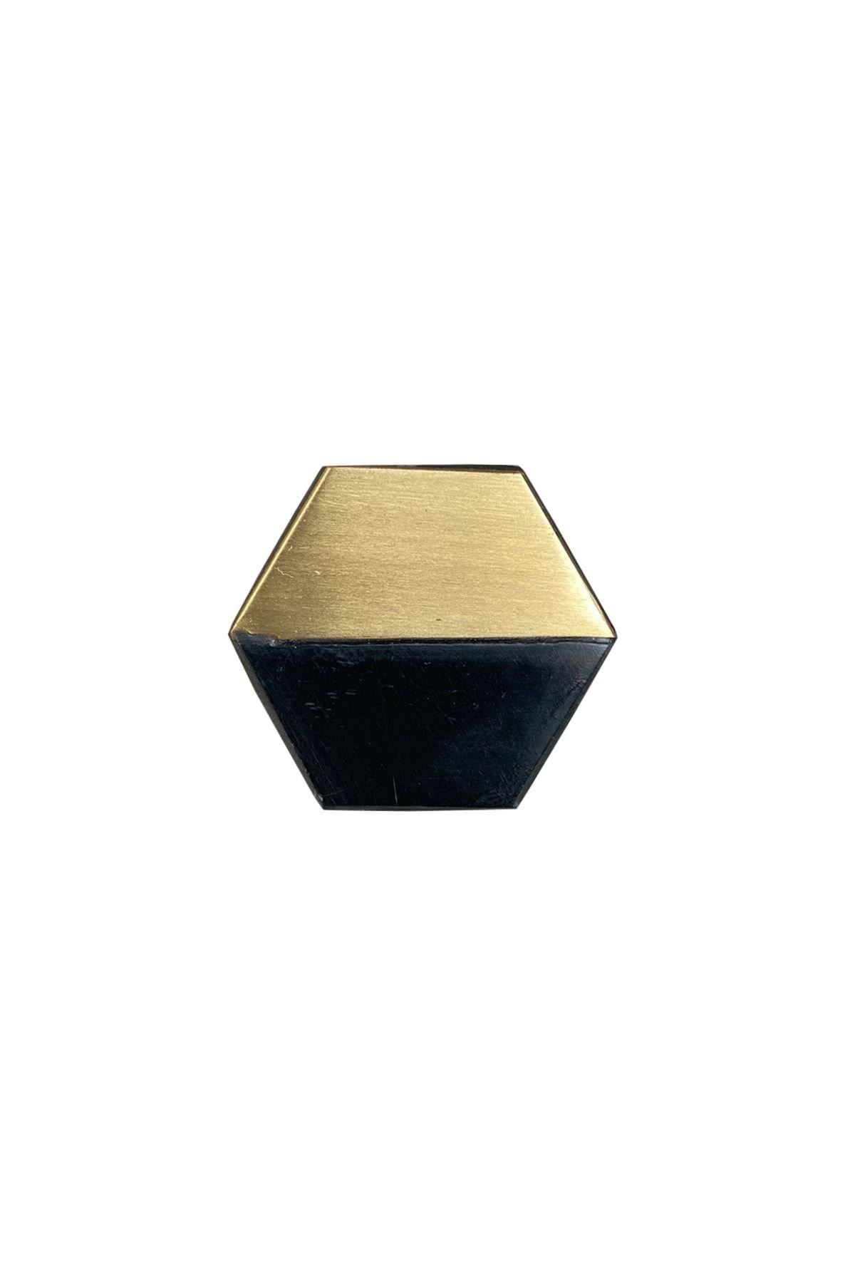 ÇAP 35mm x 40mm SİYAH/MAT SARI DÜĞME KULP / DOĞAL TAŞ