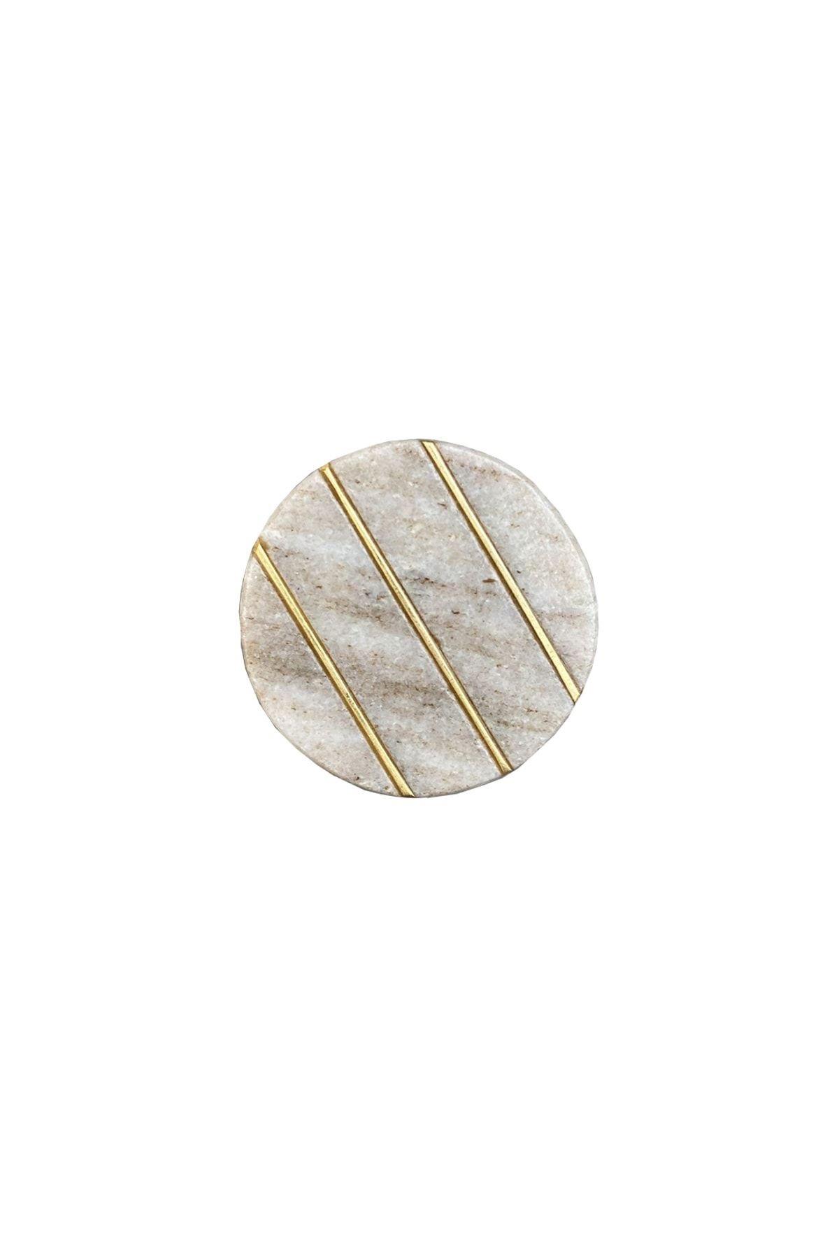 ÇAP 38mm KUM/MAT SARI DÜĞME KULP / DOĞAL TAŞ