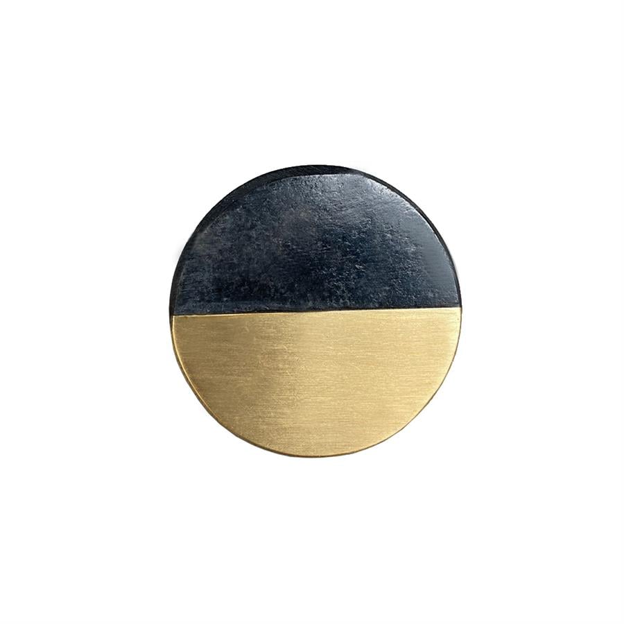 Çap 38Mm Siyah/Mat Sarı Düğme Kulp  / Doğal Taş