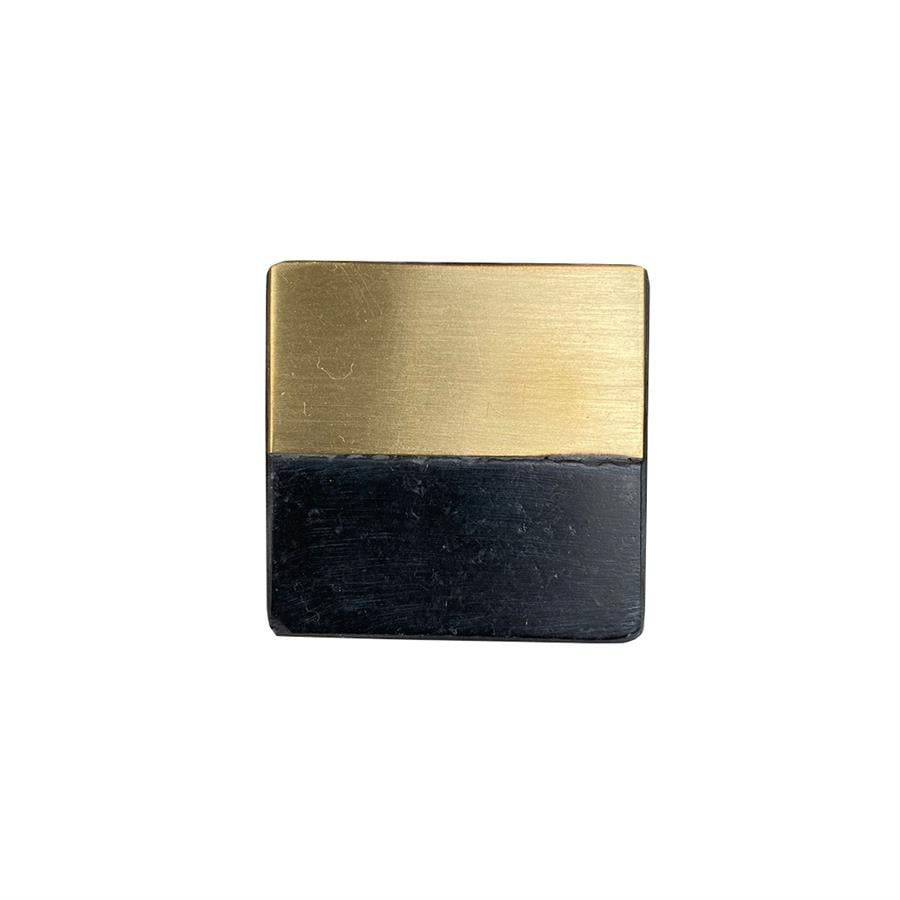 Çap 40X40Mm Siyah/Mat Sarı Düğme Kulp / Doğal Taş