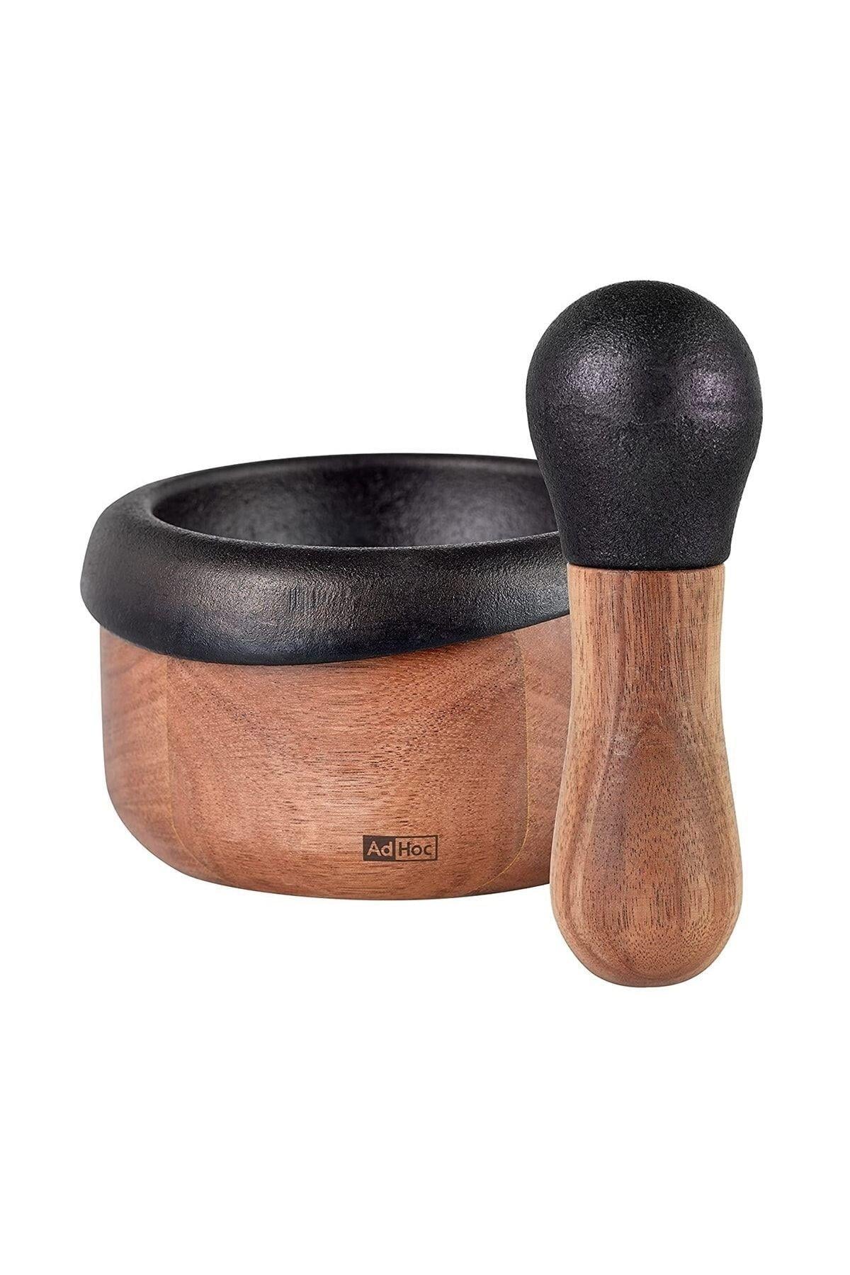 Crush 2 Li Havan Seti, Demir Döküm/ Akasya Ø 13 Cm