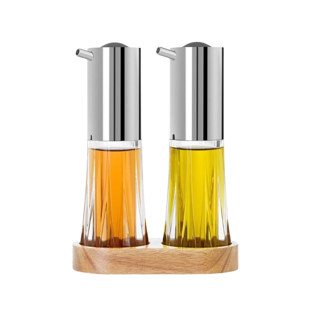 Crystal Yağdanlık Set-Ahşap Tepsi