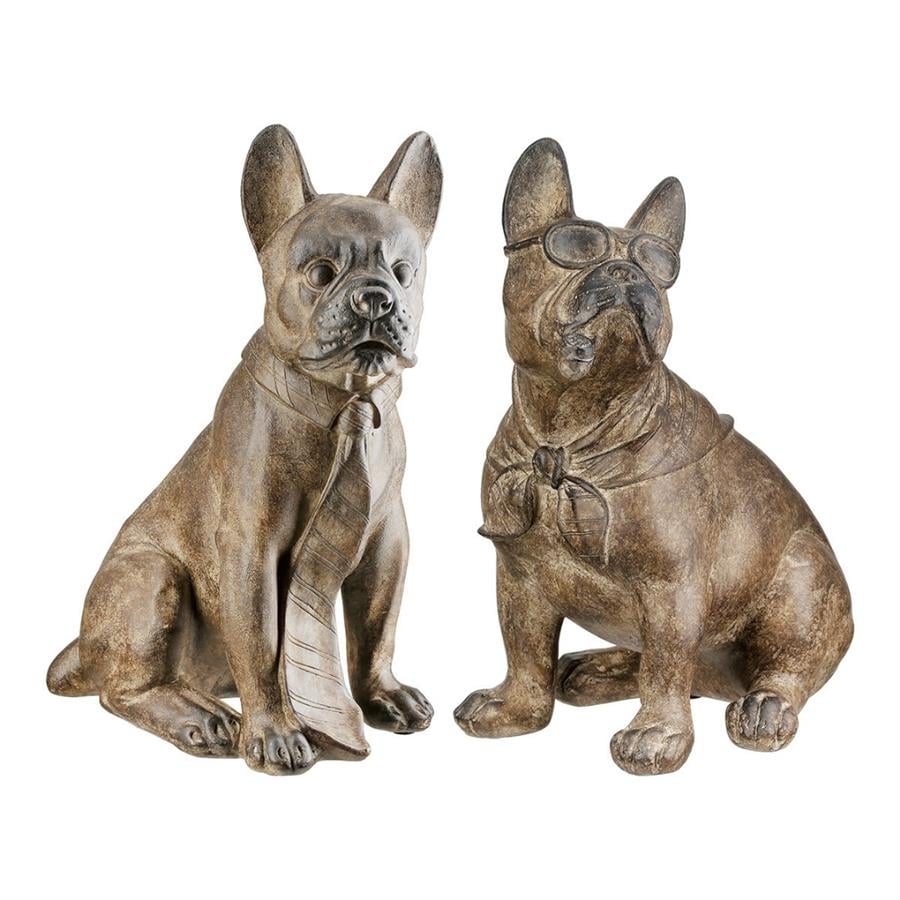 Gılde 2'Li Figür Köpek Bulldog Poli Kahverengi L.21 cm W.14 cm H.24 cm