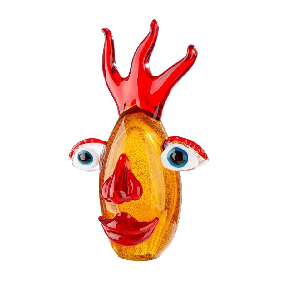 Gılde Glassart Dekoratif Obje Baş Cam Kahverengi L.10 cm W.15 cm H.24 cm