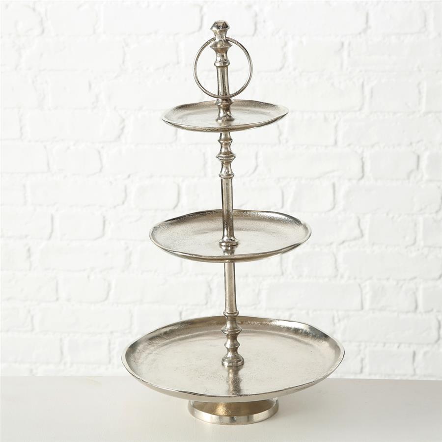 Gümüş  Dekoratif Raflı Stand 48Cm