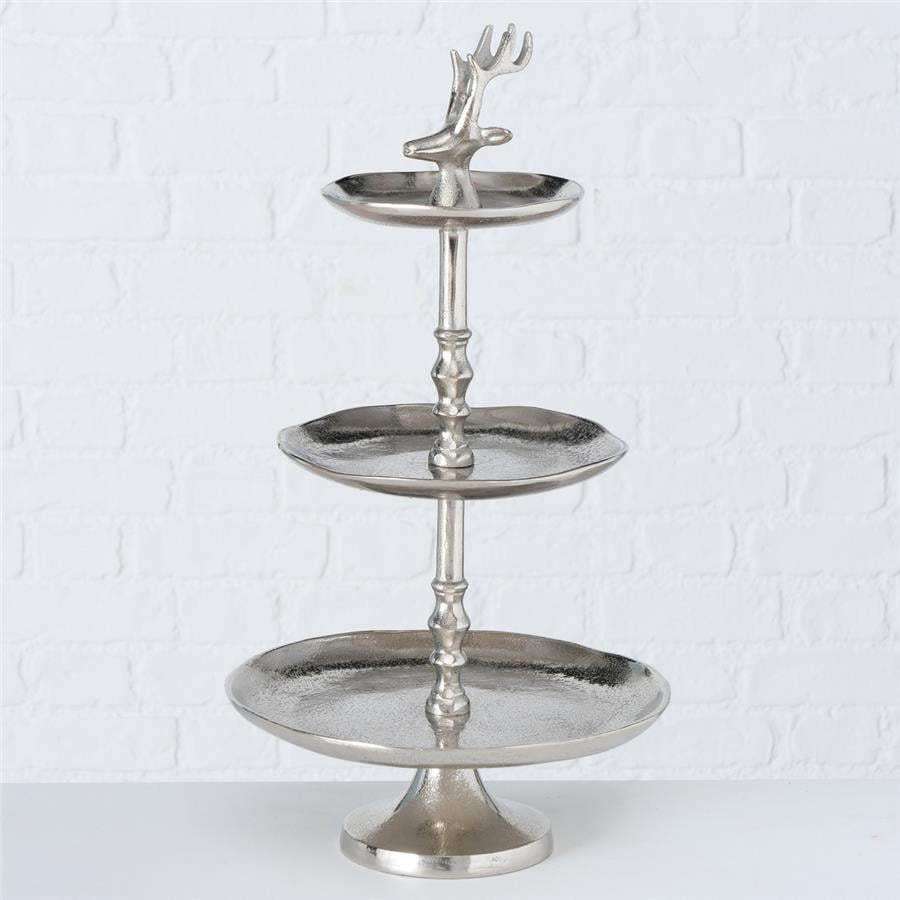 Gümüş Dekoratif Raflı Stand 49Cm