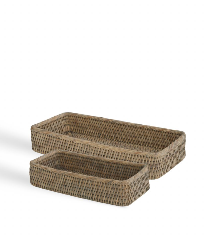 Hasır 2'Li Banyo Sepeti Gri 31x15x5.5 cm, 25x11x5.5 cm