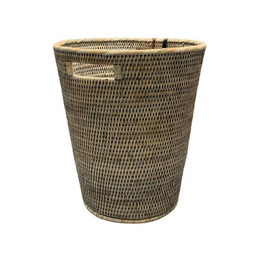 Hasır Atık Kağıt Kutusu Bej Renk Çap 33/22X36 Cm