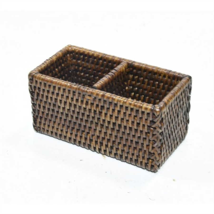 Hasır Çift Bölmeli Düzenleyici Kahverengi 16x8x8 cm