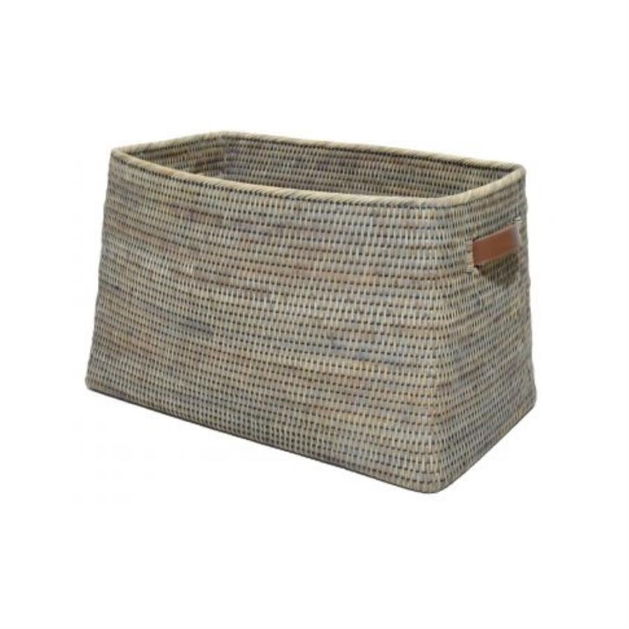 Hasır Kulplu Sepet Gri 50x30x30 cm