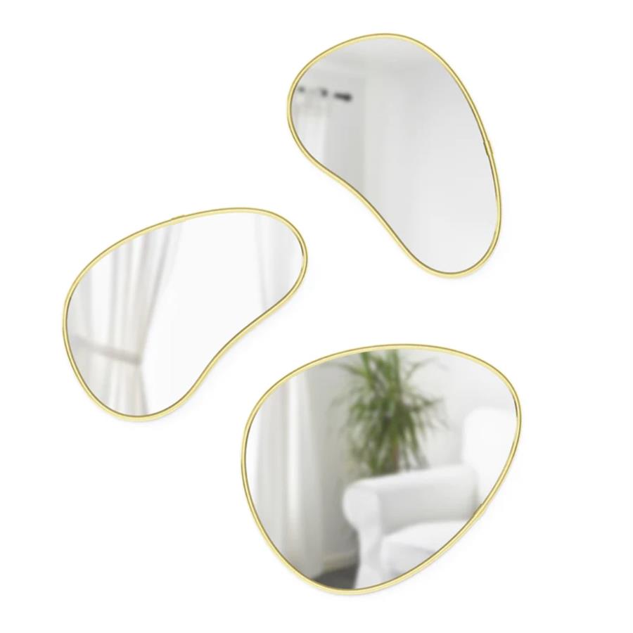 Hubba 3'Lü Set Gold Çerçeveli Ayna