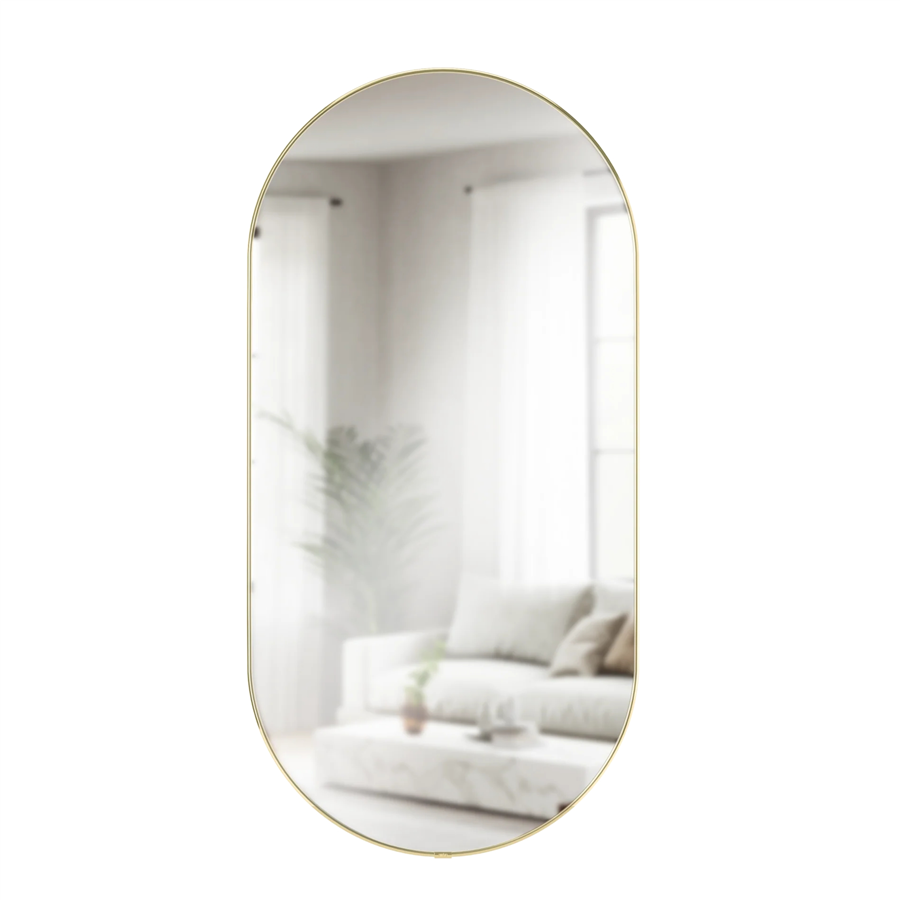 Hubba Pirinç Çerçeveli Oval Duvar Aynası 91 cm