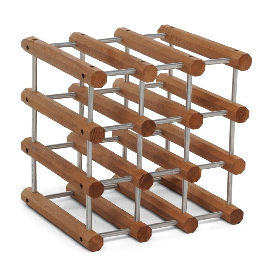 Ilcanantiniere Ahşap Modüler Şişe Rafı  Ceviz/Alüminyum Renk