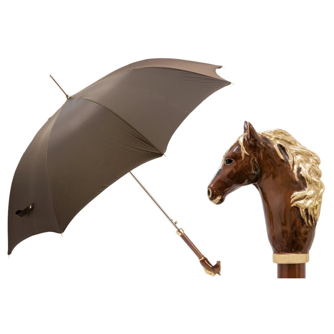 Kahverengi At Figürlü Lüks Şemsiye H: 95 cm - Ø 110 cm