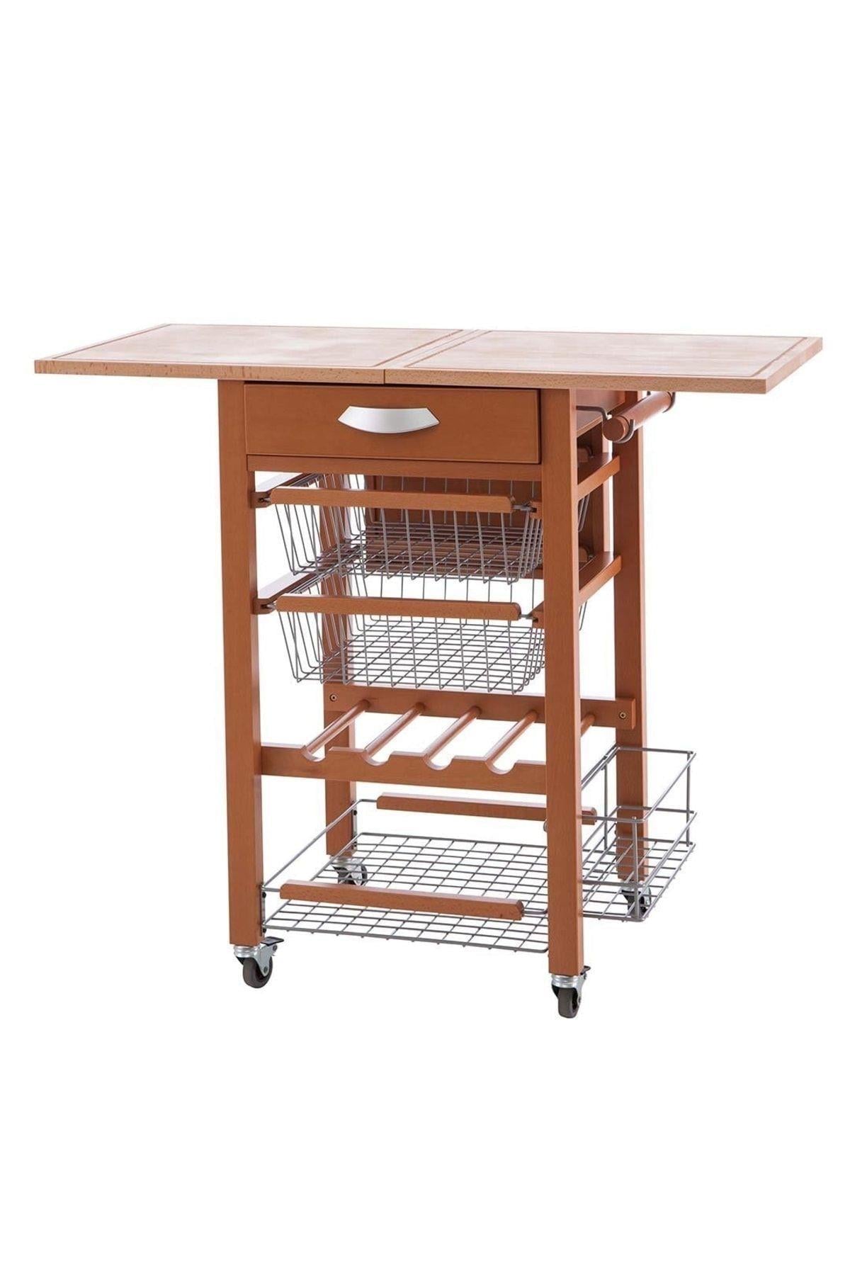 KİRAZ AĞACI AHŞAP MUTFAK ARABASI