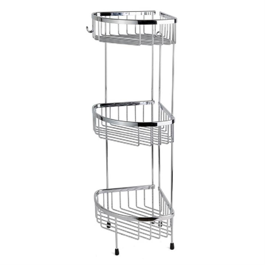 Köşe 3'Lü Ayaklı Duş Rafı Krom Renk 647X196X250 Mm
