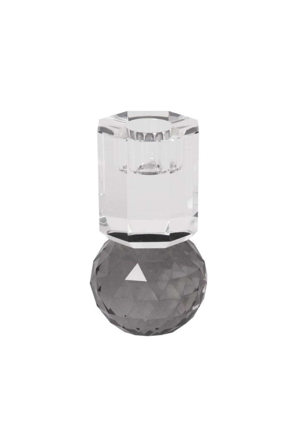 KRİSTAL MUM TUTUCU, GRİ/AÇIK, 10,5X6X6 CM