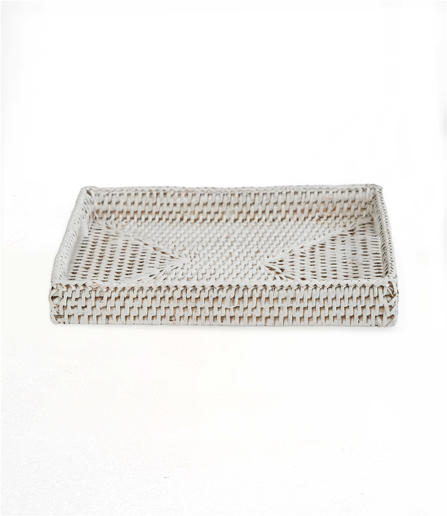 Küçük Dikdörtgen Tepsi Beyaz 22x17x4 cm