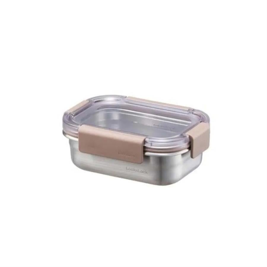 Locknlock Paslanmaz Çelik Fırın & Saklama Kabı Dörtgen Kilitli 310ml Kahverengi