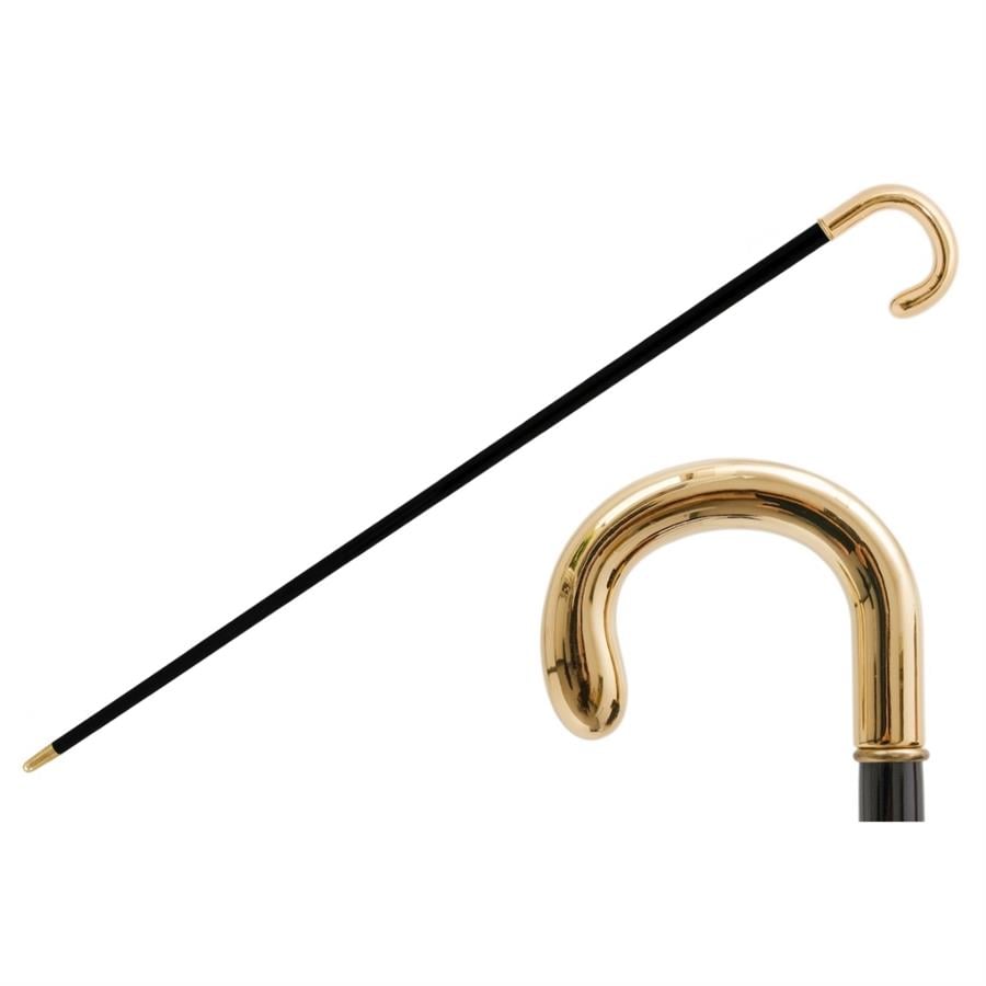 Lüks Altın Baston 92 Cm Yaldızlı Reçine Sap - Ahşap Gövde, Kauçuklu Pirinç Uç
