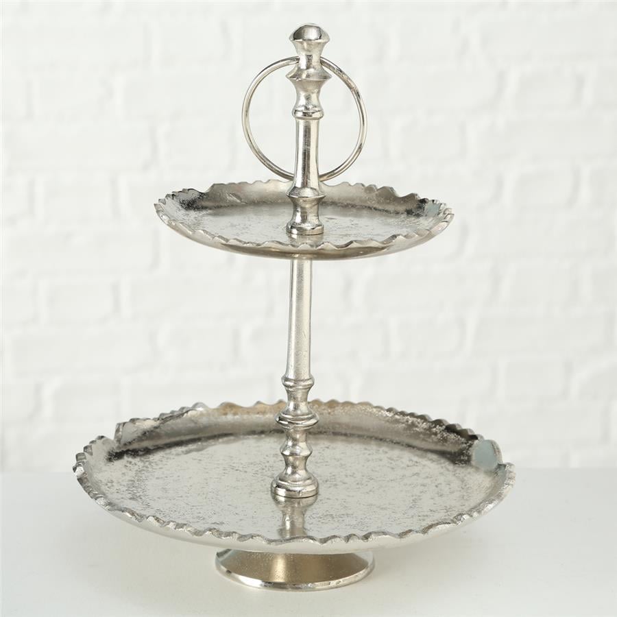 Mat Parlak Gümüş Dekoratif Raflı Stand 21Cm
