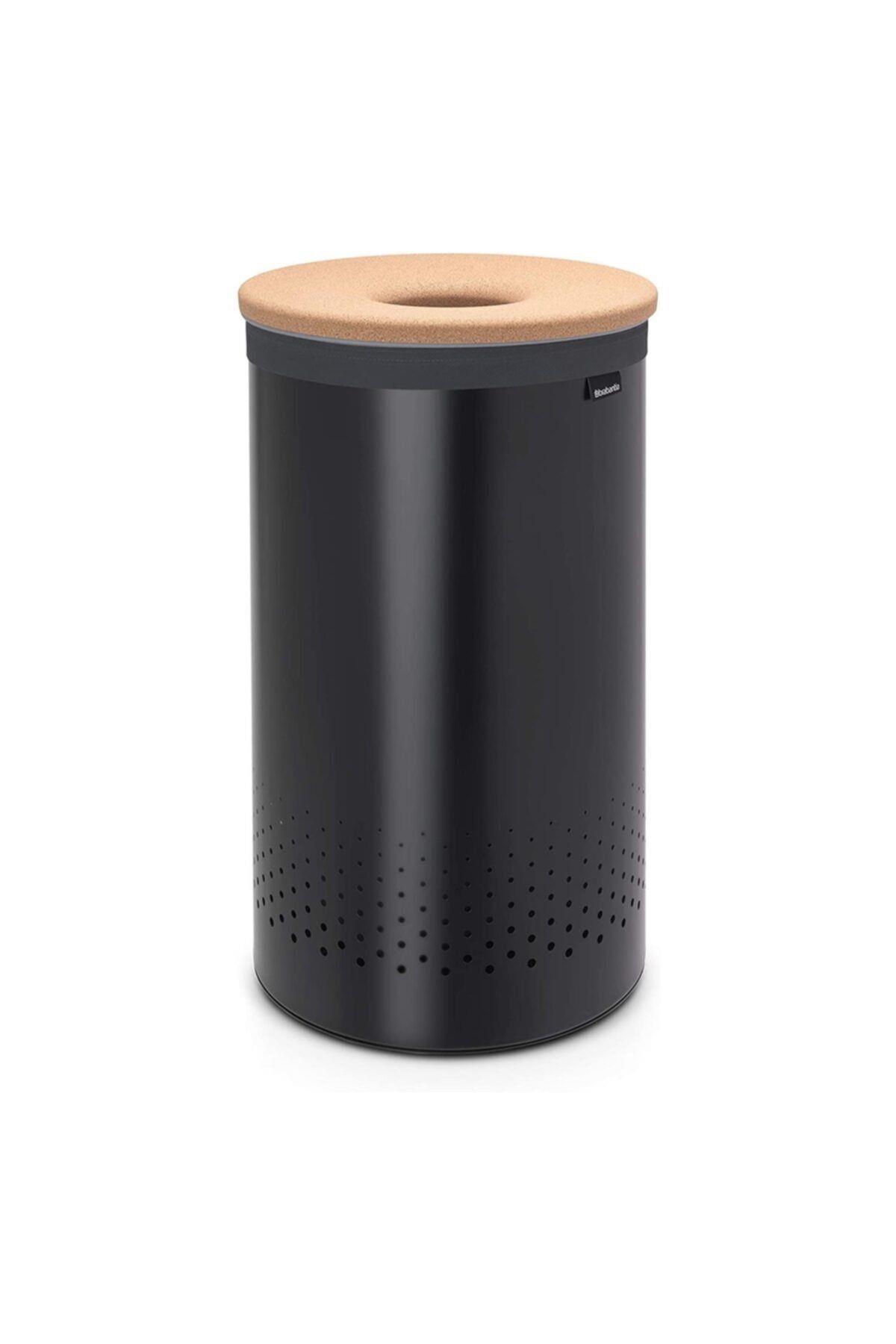 Matt Black Mantar Kapaklı Çamaşır Sepeti 60l